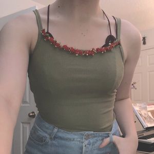 handmade rose lined army green cami
